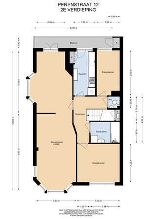 Floorplan - Perenstraat 12, 2564 SE Den Haag